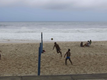  footie ball, like volleyball but no hands, only feet, kees and head 