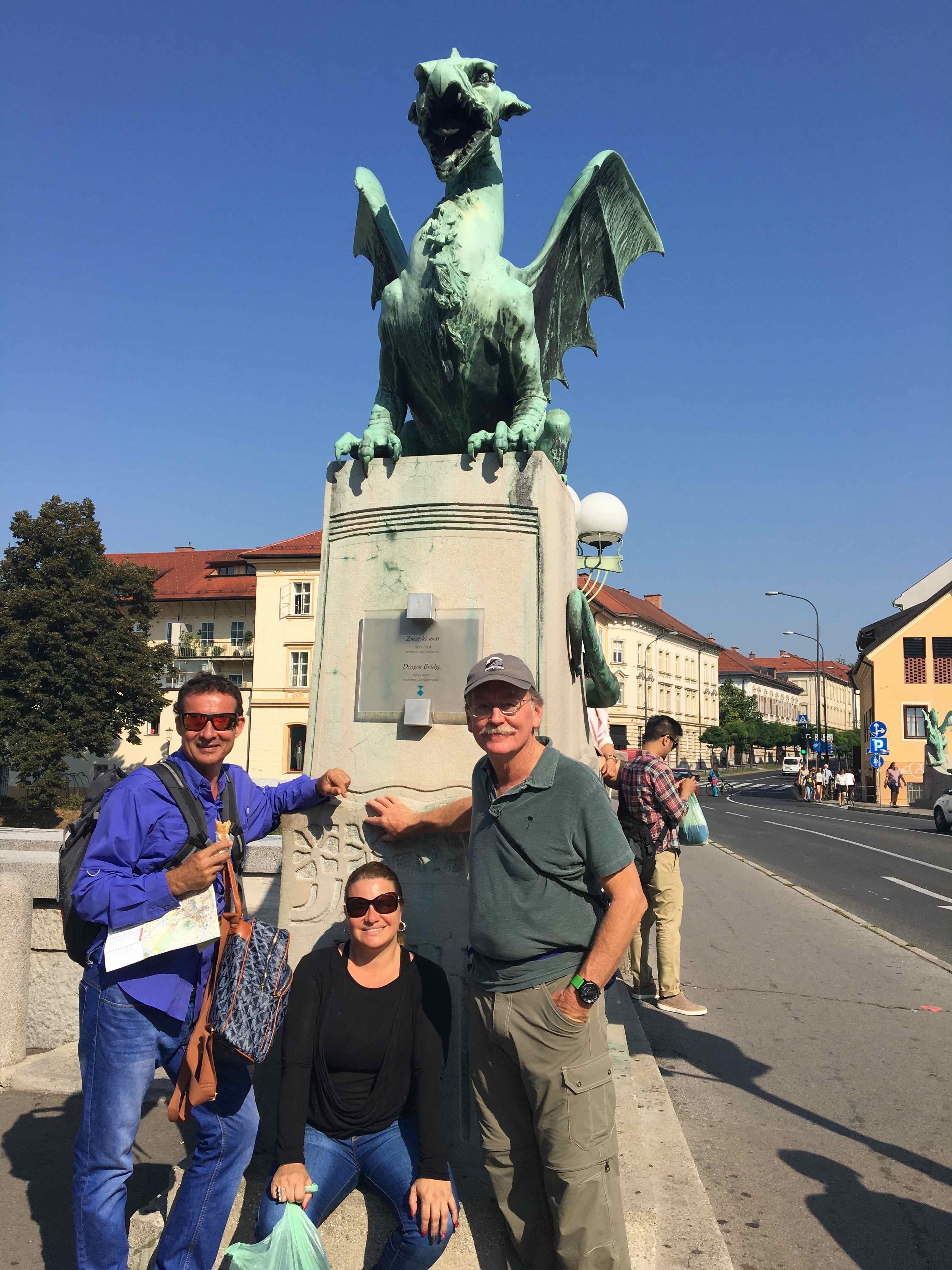  Fabian, Yesenia and Nick at the Dragon Bridge, Llubljana, Slovenia 